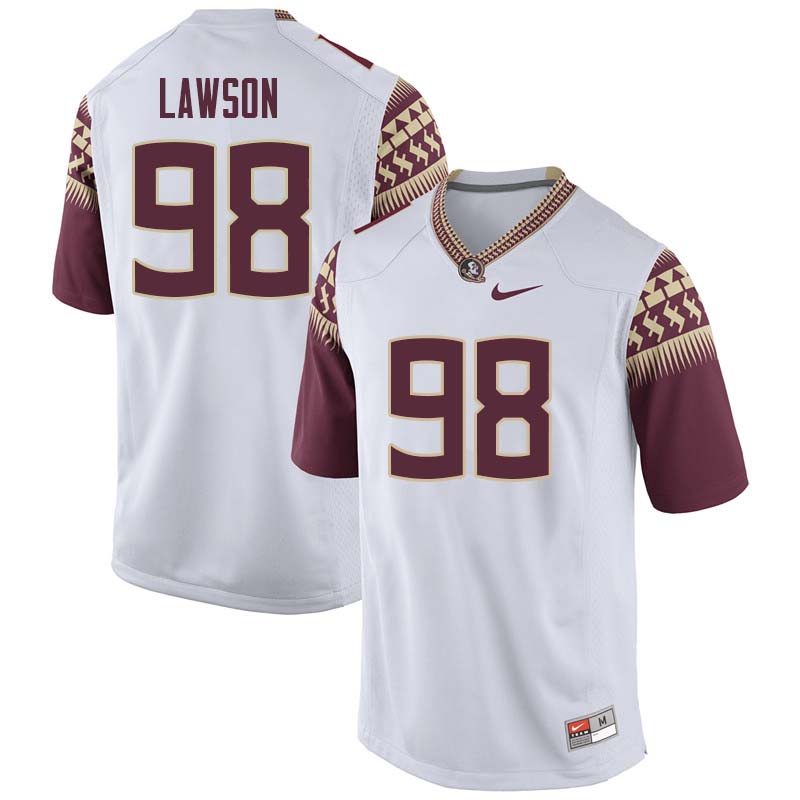 Men #98 Tre Lawson Florida State Seminoles College Football Jerseys Sale-White